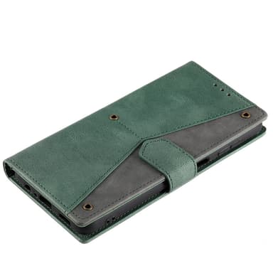SKALO Samsung S25 Premium PU-læder Splicing Flip Cover - Grøn