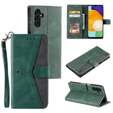 SKALO Samsung S25 Premium PU-læder Splicing Flip Cover - Grøn