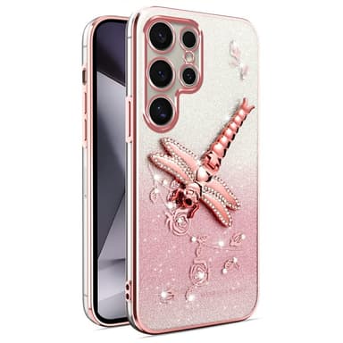 SKALO Samsung S25 Ultra KADEM Dragonfly Glitter Cover - Pink