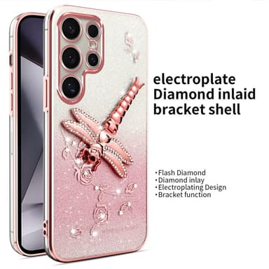 SKALO Samsung S25 Ultra KADEM Dragonfly Glitter Cover - Pink