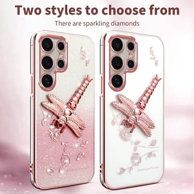 SKALO Samsung S25 Ultra KADEM Dragonfly Glitter Cover - Pink