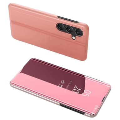 SKALO Samsung S25 Clear View Flip Cover - Rosa guld