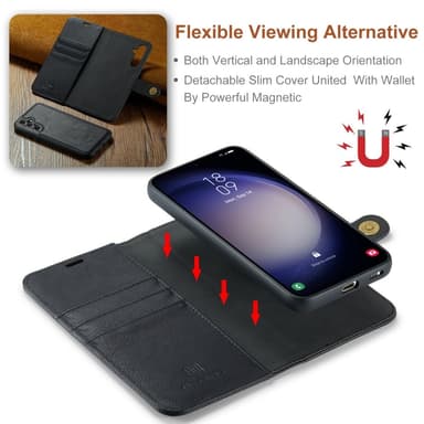 DG MING Samsung S25+ 2-i-1 Magnet Flip Cover - Sort