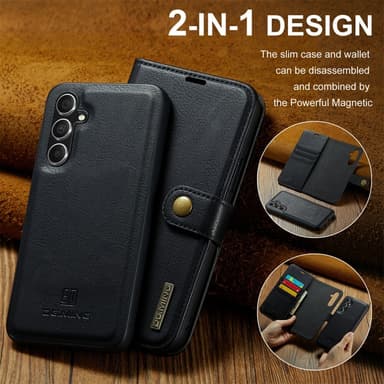 DG MING Samsung S25+ 2-i-1 Magnet Flip Cover - Sort