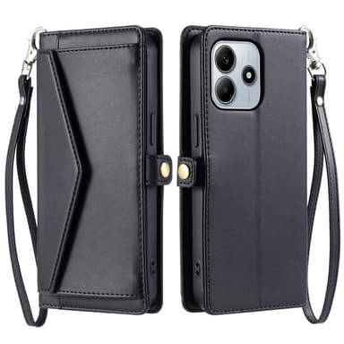 SKALO Xiaomi Redmi Note 14 5G PU-Læder Envelope Flip Cover - Sort