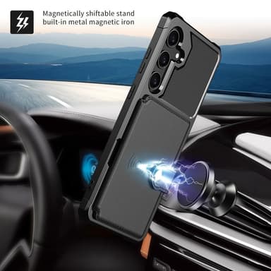 SKALO Samsung S25 Stødresistent Cover med Pung- Sort