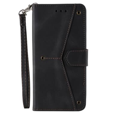 SKALO Samsung S25 Premium PU-læder Splicing Flip Cover - Sort