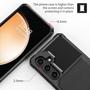 SKALO Samsung S25 Stødresistent Cover med Pung- Sort
