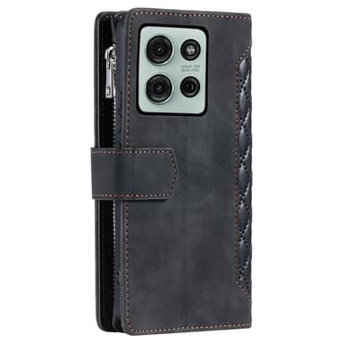 SKALO Motorola Moto G75 5G Style 005 Big Wallet Quiltat Flip Cover - Sort