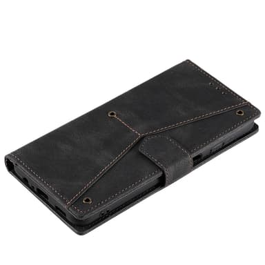 SKALO Samsung S25 Premium PU-læder Splicing Flip Cover - Sort