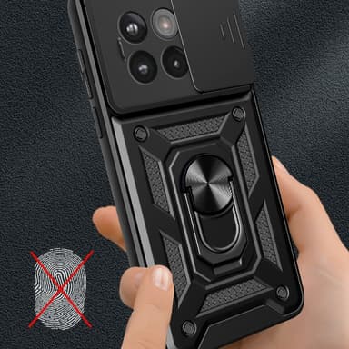 SKALO OnePlus 13R Armor Metallring Kameraslider Cover - Sort