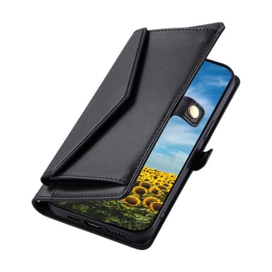 SKALO Xiaomi Redmi Note 14 5G PU-Læder Envelope Flip Cover - Sort
