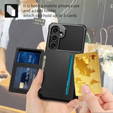 SKALO Samsung S25 Stødresistent Cover med Pung- Sort