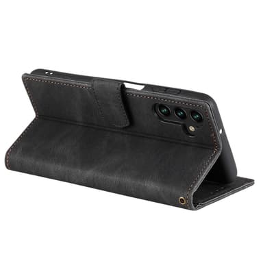SKALO Samsung S25 Premium PU-læder Splicing Flip Cover - Sort