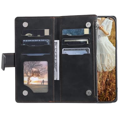 SKALO Motorola Moto G75 5G Style 005 Big Wallet Quiltat Flip Cover - Sort