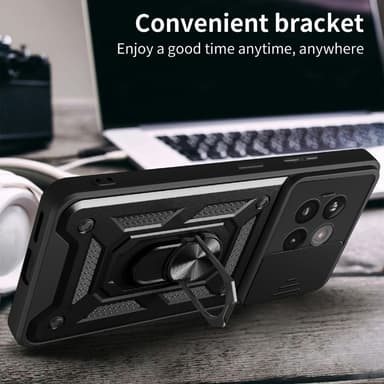 SKALO OnePlus 13R Armor Metallring Kameraslider Cover - Sort