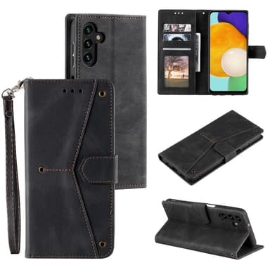 SKALO Samsung S25 Premium PU-læder Splicing Flip Cover - Sort