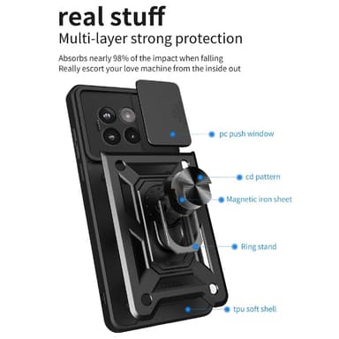 SKALO OnePlus 13R Armor Metallring Kameraslider Cover - Sort