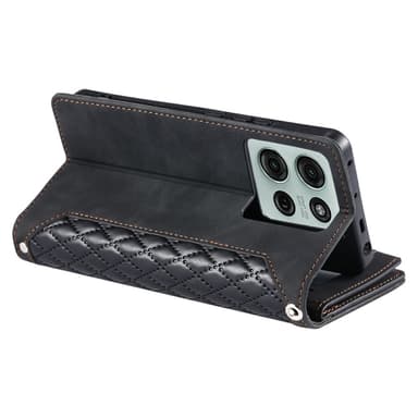 SKALO Motorola Moto G75 5G Style 005 Big Wallet Quiltat Flip Cover - Sort