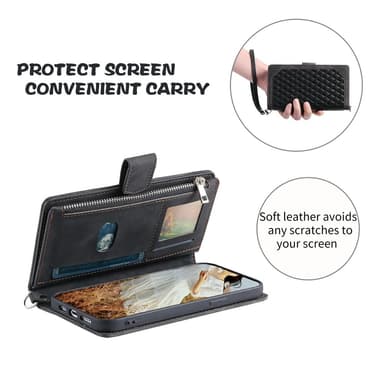 SKALO Motorola Moto G75 5G Style 005 Big Wallet Quiltat Flip Cover - Sort