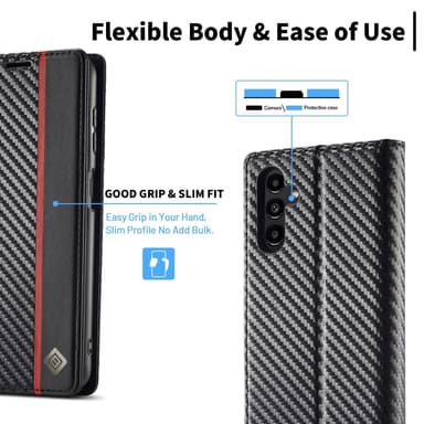 SKALO Samsung S25+ LC.IMEEKE Carbon Fiber Flip Cover - Sort