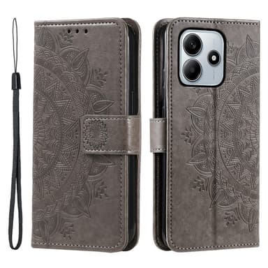 SKALO Xiaomi Redmi Note 14 4G Mandala Flip Cover - Grå