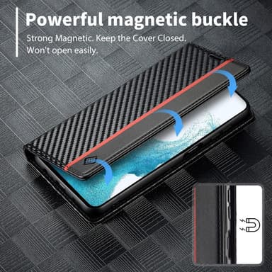SKALO Samsung S25+ LC.IMEEKE Carbon Fiber Flip Cover - Sort
