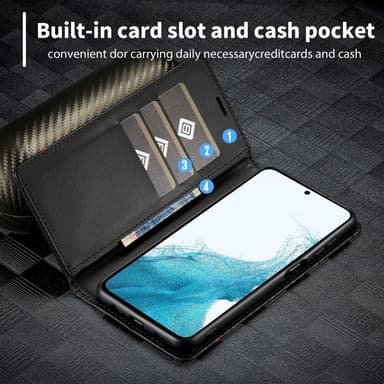 SKALO Samsung S25+ LC.IMEEKE Carbon Fiber Flip Cover - Sort