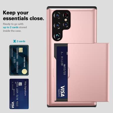 SKALO Samsung S25 Ultra Armor Kortholder Cover - Rosa guld