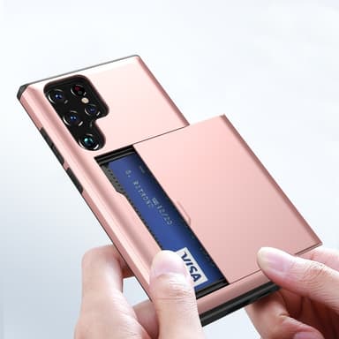 SKALO Samsung S25 Ultra Armor Kortholder Cover - Rosa guld