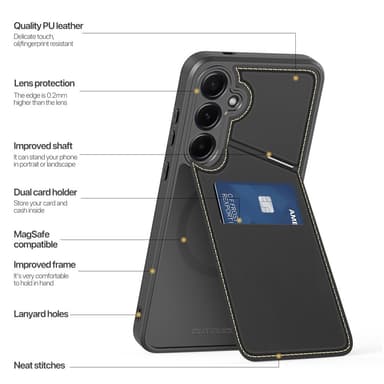 DUX DUCIS Samsung S25 Rafi II Series Cover med Kortholder - Sort