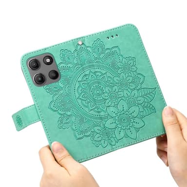 SKALO Motorola Moto G15 4G Mandala Flip Cover - Turkis