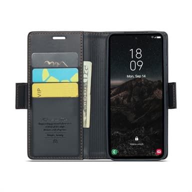 CaseMe Samsung S25 023 Series PU-Läder Flip Cover - Sort