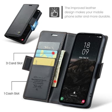 CaseMe Samsung S25 023 Series PU-Läder Flip Cover - Sort