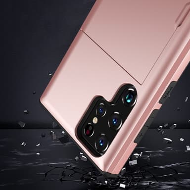 SKALO Samsung S25 Ultra Armor Kortholder Cover - Rosa guld