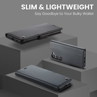 CaseMe Samsung S25 023 Series PU-Läder Flip Cover - Sort