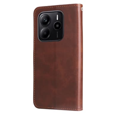 SKALO Xiaomi Redmi Note 14 4G Klassisk lynlås Flip Cover - Brun