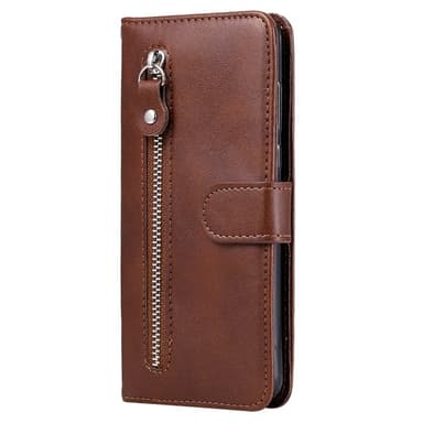 SKALO Xiaomi Redmi Note 14 4G Klassisk lynlås Flip Cover - Brun