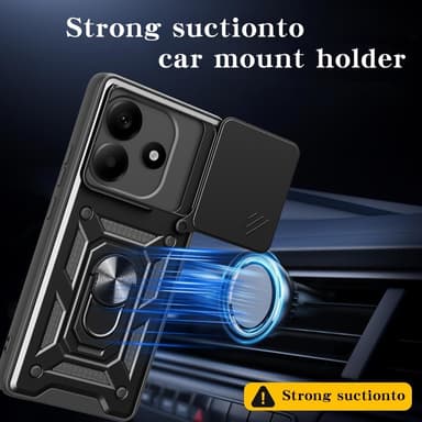 SKALO Xiaomi Redmi Note 14 5G Armor Metallring Kameraslider Cover - Blå