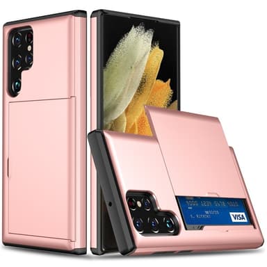 SKALO Samsung S25 Ultra Armor Kortholder Cover - Rosa guld