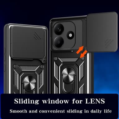 SKALO Xiaomi Redmi Note 14 5G Armor Metallring Kameraslider Cover - Blå