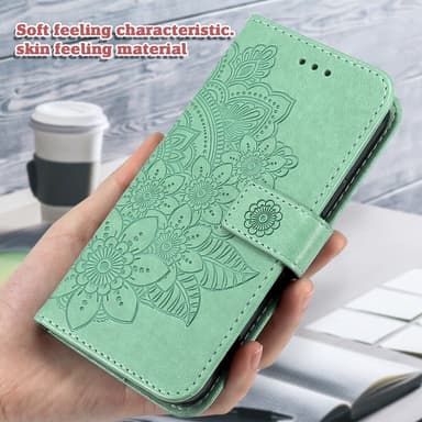 SKALO Motorola Moto G15 4G Mandala Flip Cover - Turkis