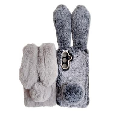 SKALO Samsung S25 3D Fluffy Bunny Cover - Hvid
