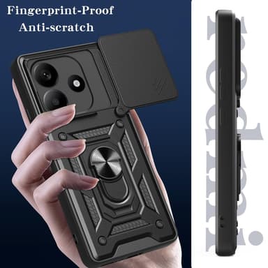 SKALO Xiaomi Redmi Note 14 5G Armor Metallring Kameraslider Cover - Blå