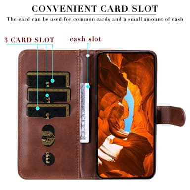 SKALO Xiaomi Redmi Note 14 4G Klassisk lynlås Flip Cover - Brun