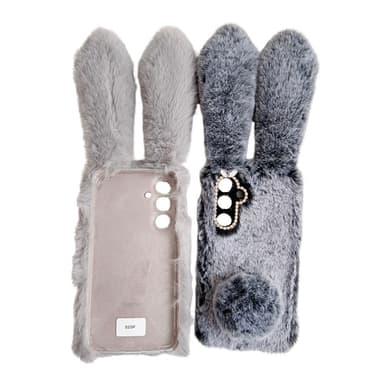 SKALO Samsung S25 3D Fluffy Bunny Cover - Hvid