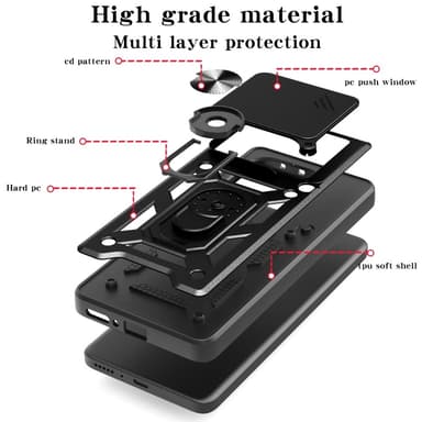 SKALO Xiaomi Redmi Note 14 5G Armor Metallring Kameraslider Cover - Blå