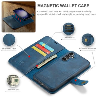DG MING Samsung S25 2-i-1 Magnet Flip Cover - Blå