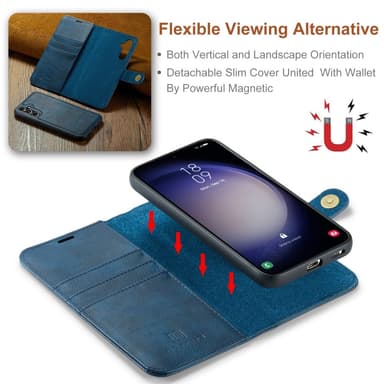 DG MING Samsung S25 2-i-1 Magnet Flip Cover - Blå