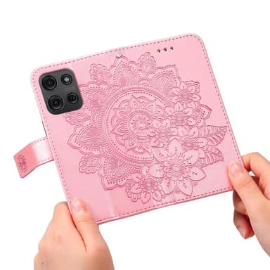 SKALO Motorola Moto G75 5G Mandala Flip Cover - Pink